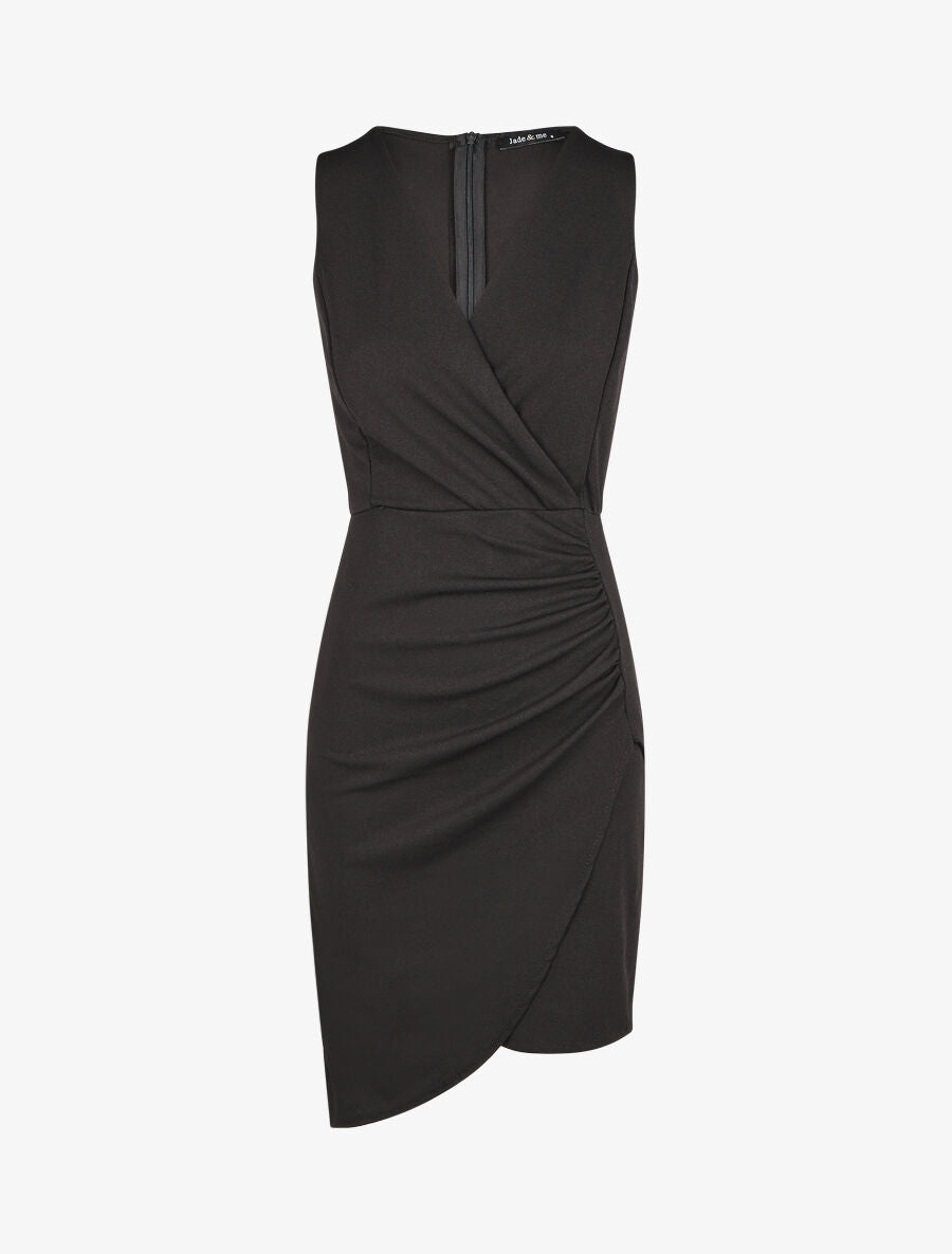 Robe courte drapée sans manches - Noir - 6