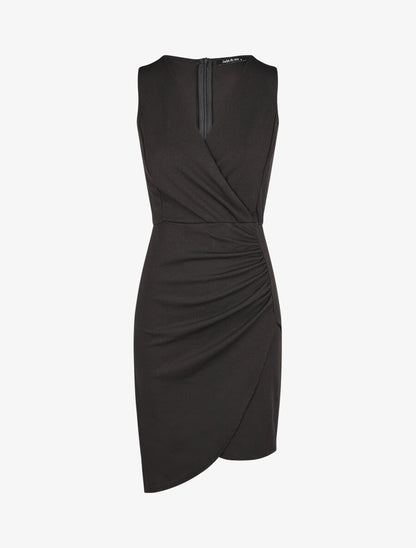 Robe courte drapée sans manches - Noir - 6
