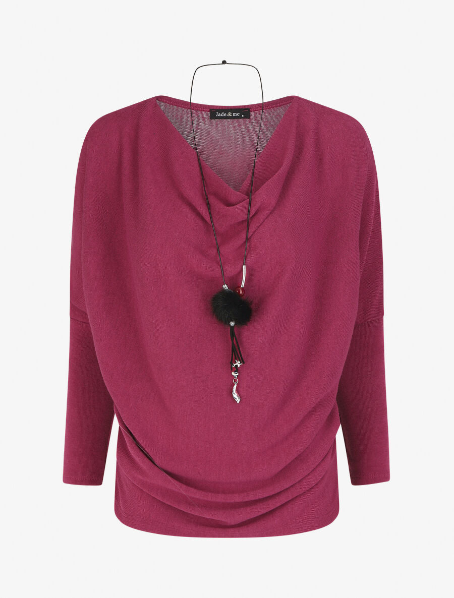 Pull droit col bénitier - Violine - 1