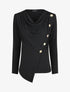 Top droit col bénitier et boutons - Noir - 1