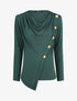Top droit col bénitier et boutons - Vert - 1