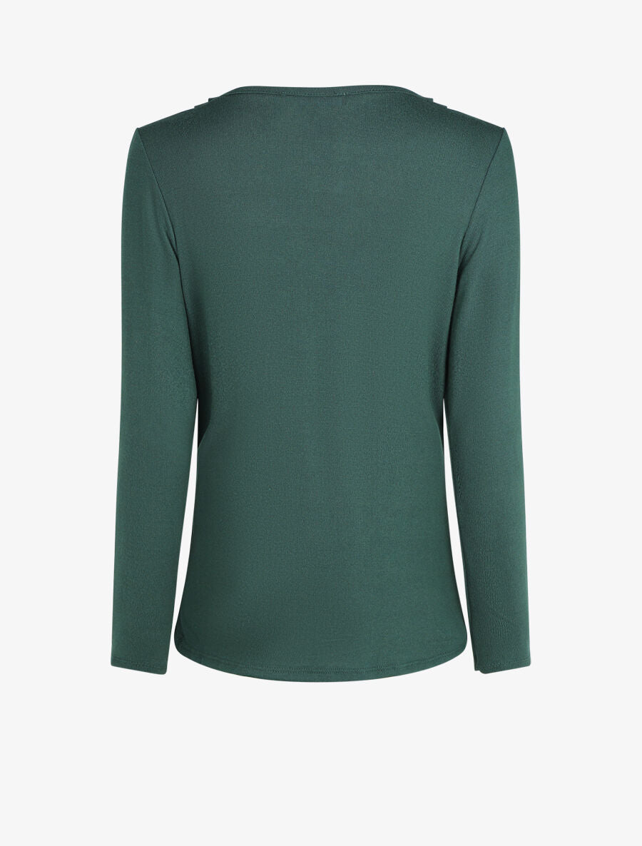 Top droit col bénitier et boutons - Vert - 2