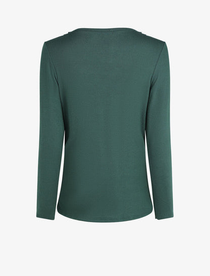 Top droit col bénitier et boutons - Vert - 2