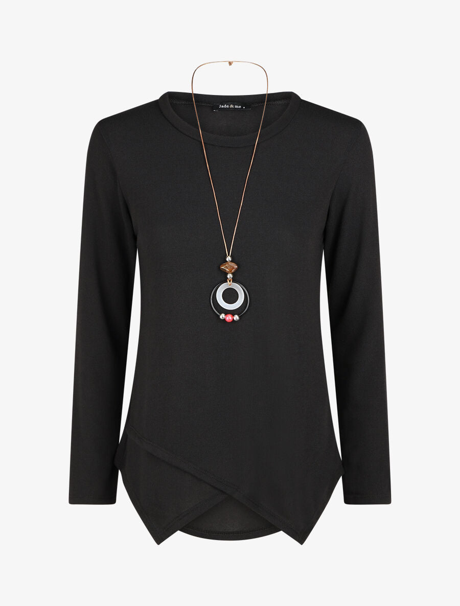 Pull uni asymétrique coupe droite - Noir - 1