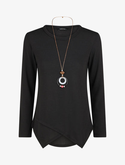 Pull uni asymétrique coupe droite - Noir - 1