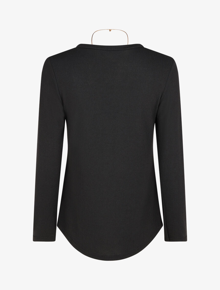 Pull uni asymétrique coupe droite - Noir - 2