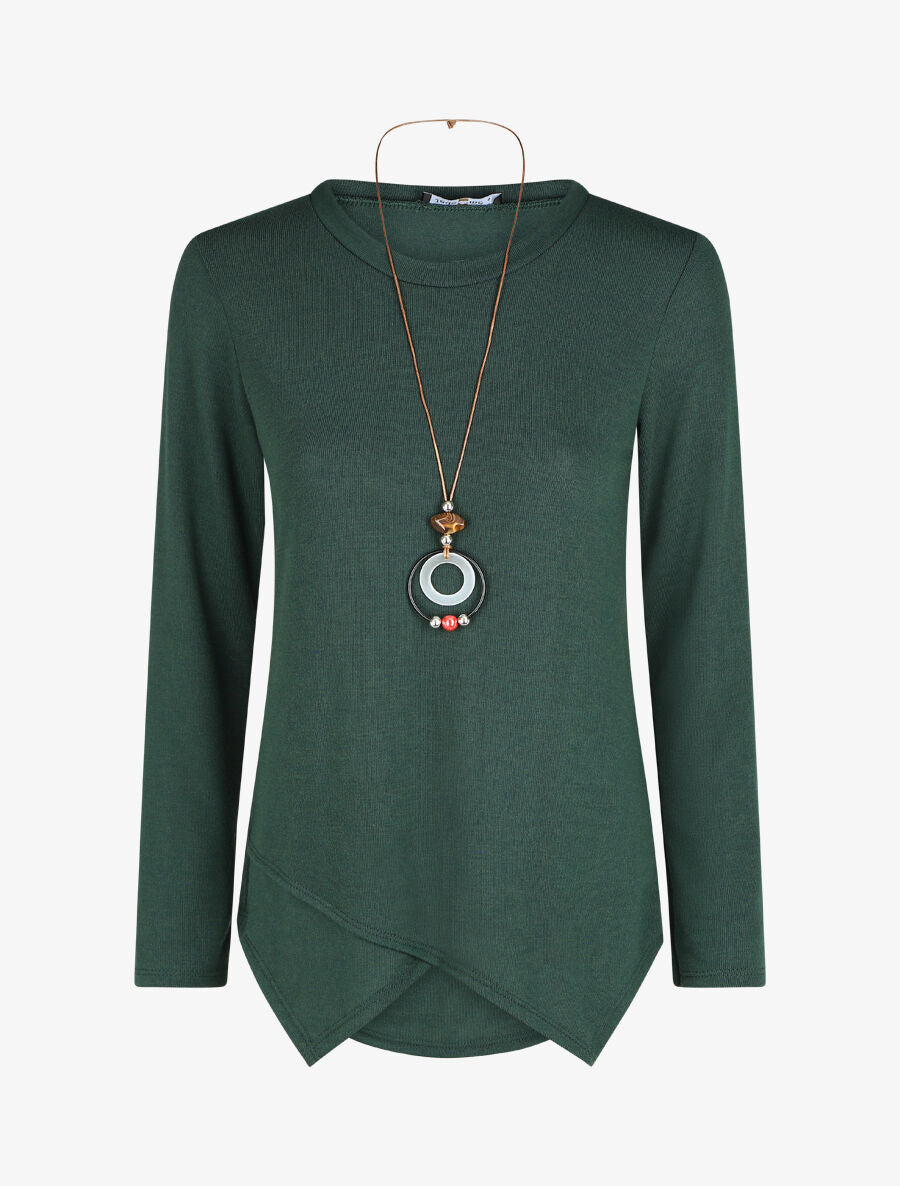 Pull uni asymétrique coupe droite - Vert foncé - 1