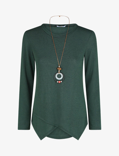 Pull uni asymétrique coupe droite - Vert foncé - 1