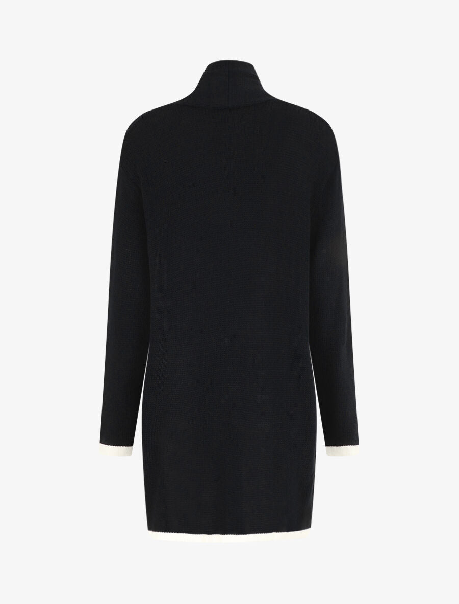 Gilet long col châle - Noir - 2