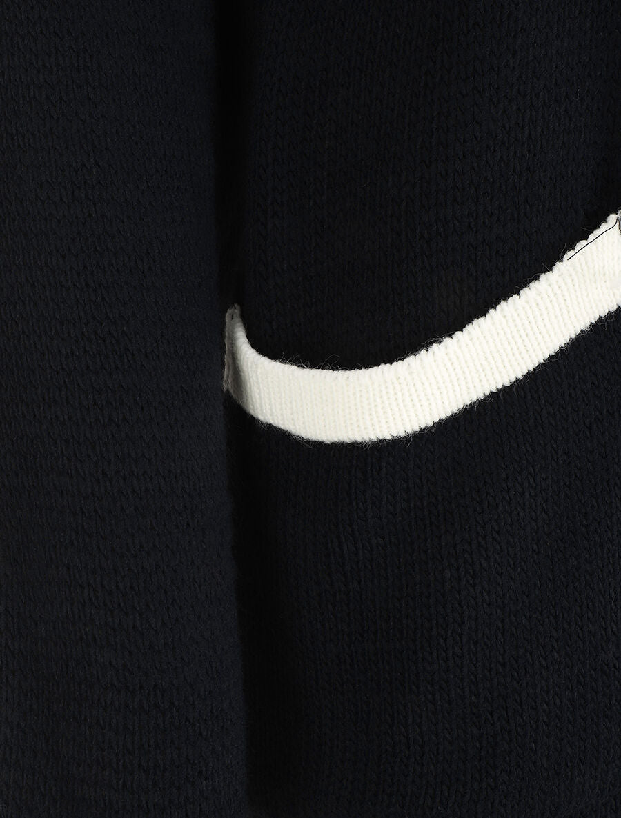 Gilet long col châle - Noir - 3