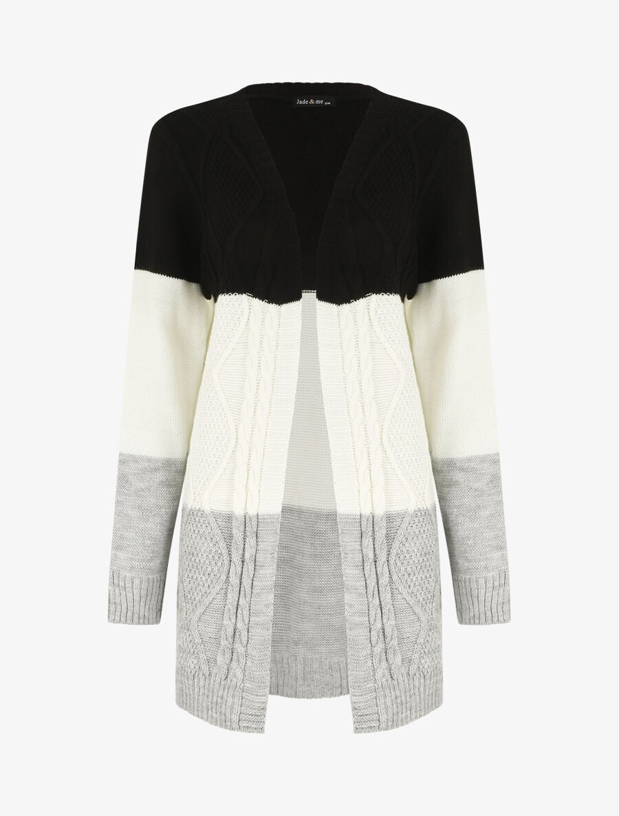 Gilet long à rayures - Noir - 1