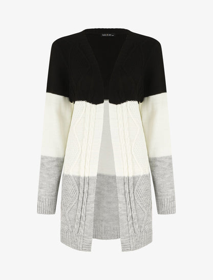 Gilet long à rayures - Noir - 1