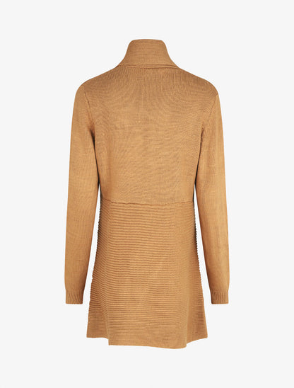 Gilet mi-long col châle - Camel - 2