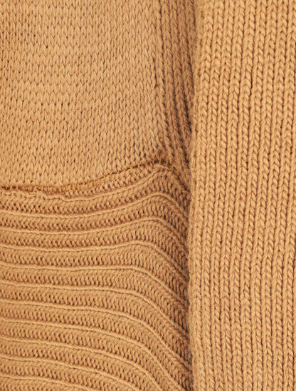 Gilet mi-long col châle - Camel - 3