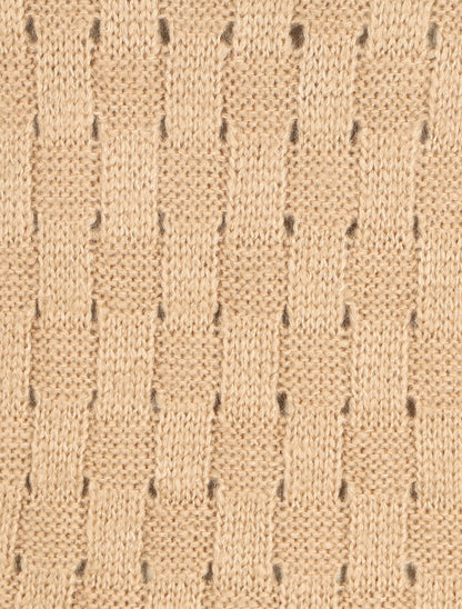 Pull droit maille fantaisie - Beige - 3