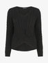 Pull droit torsadé en maille tressée - Noir - 1