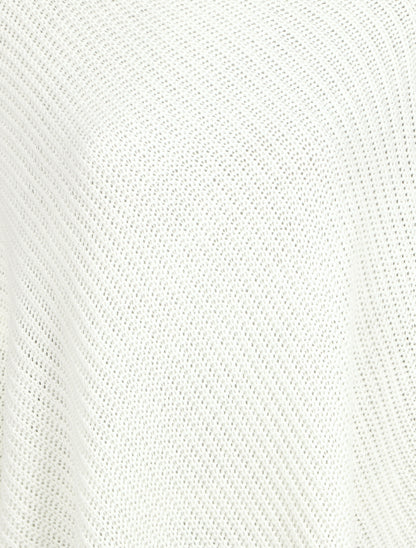 Poncho col roulé à boutons - Blanc - 3