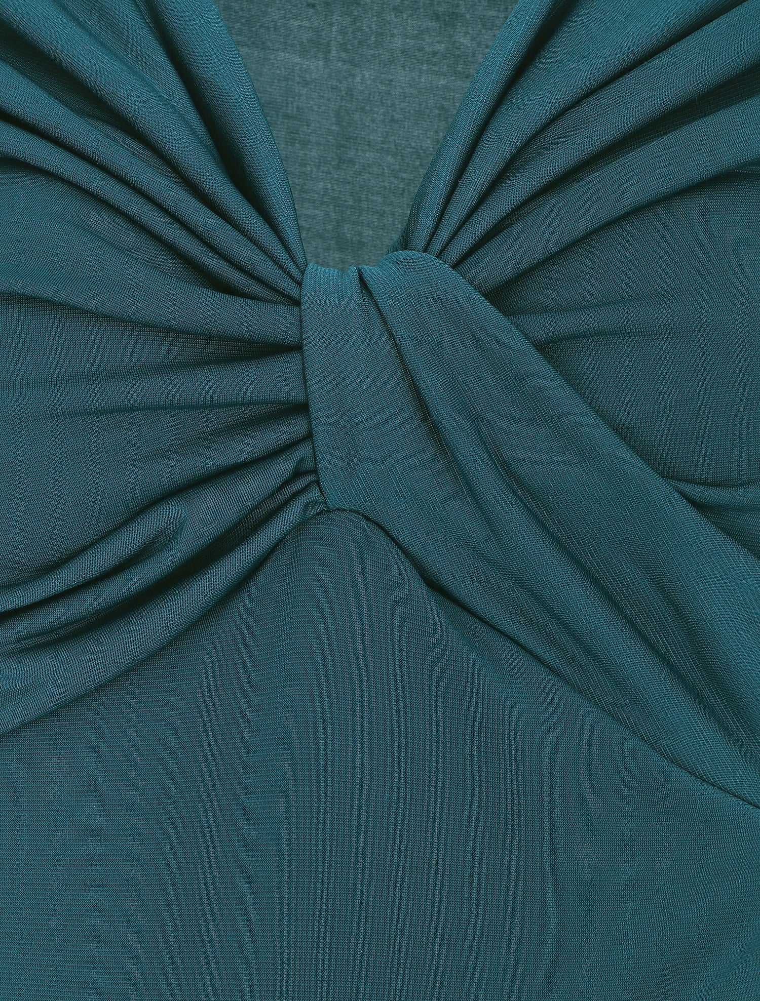Body uni à col V drapé - Bleu canard - 3