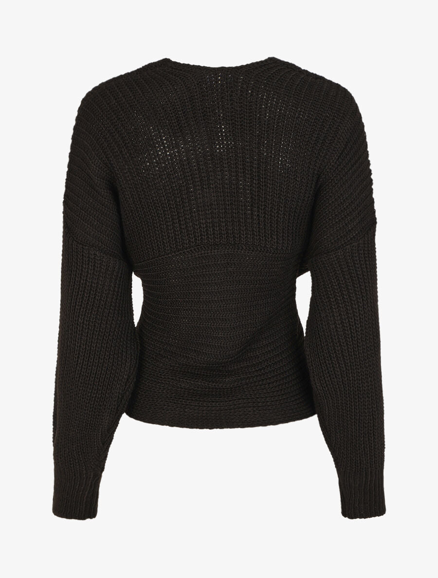 Pull croisé manches longues - Noir - 2