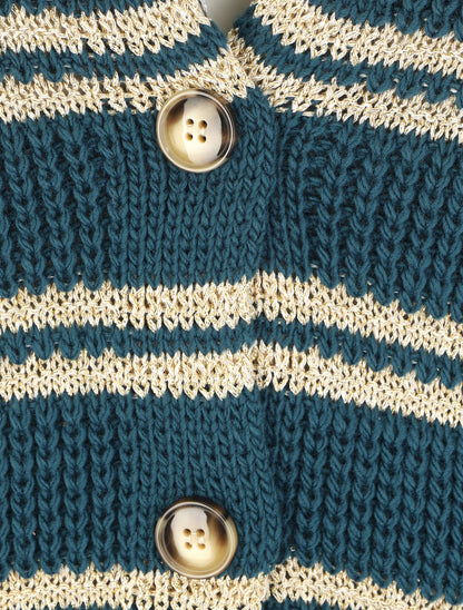 Gilet droit à rayures irisées - Bleu canard - 3