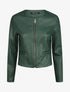 Veste droite zippée en simili - Vert foncé - 4