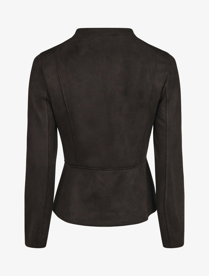 Veste droite zippée en suédine - Noir - 2
