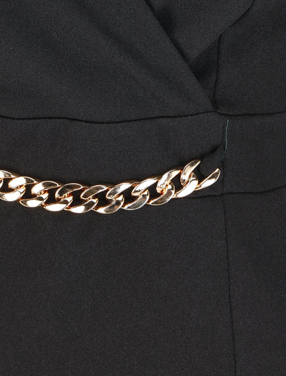 Robe courte ajustée à chaîne - Noir - 3