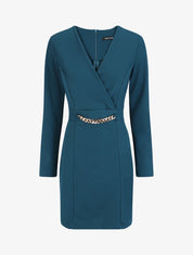 Robe courte ajustée à chaîne - Bleu canard - 1