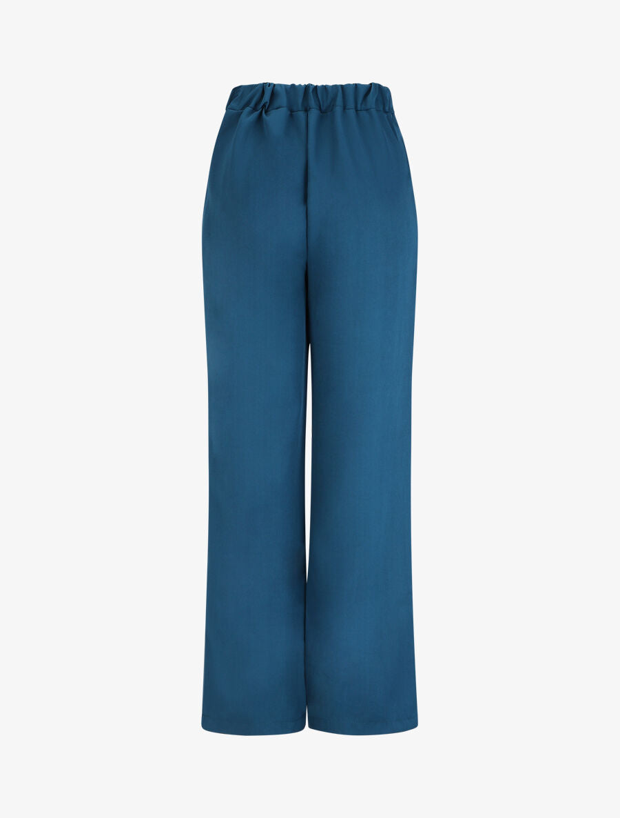 Pantalon droit uni taille haute - Bleu canard - 4