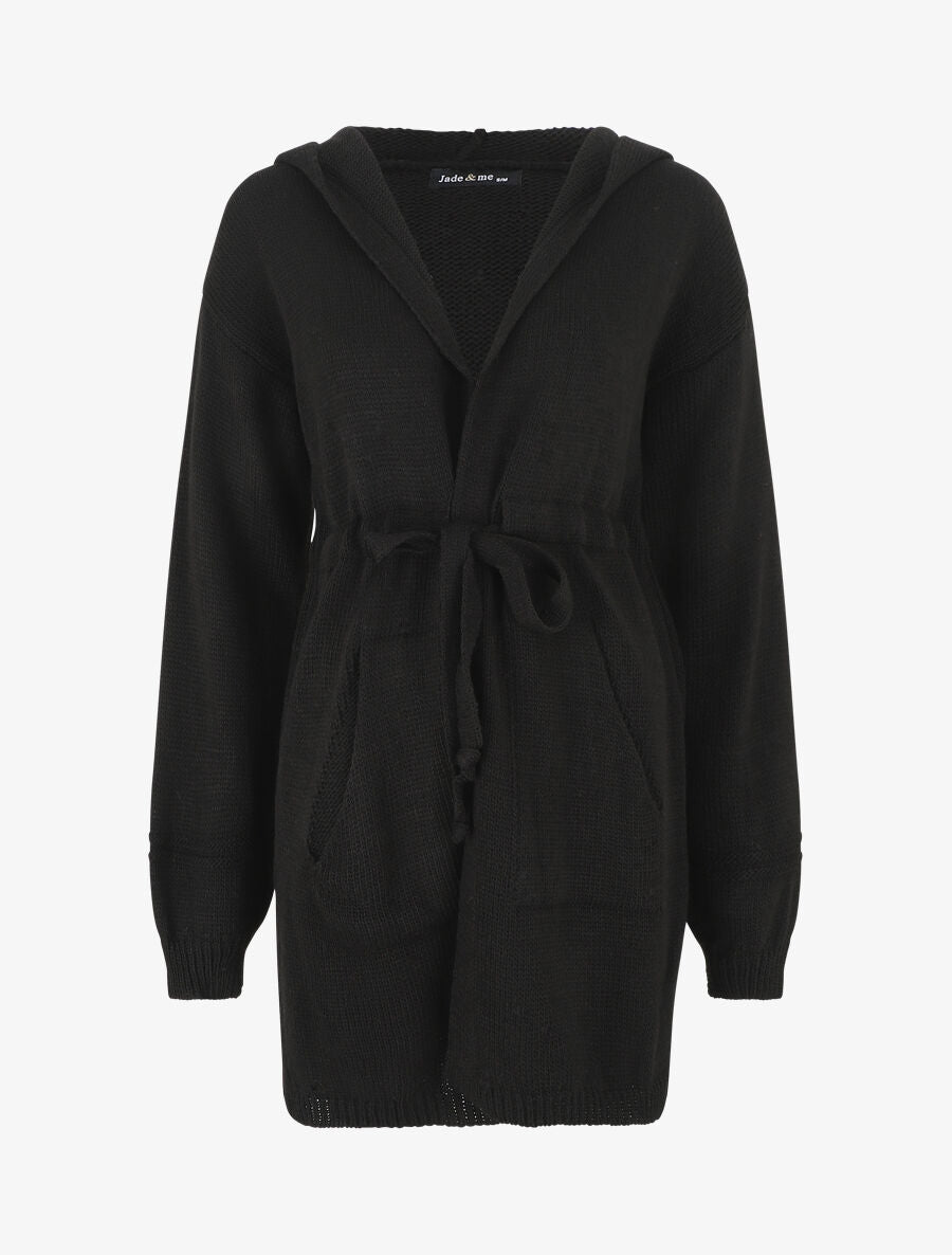 Gilet long à capuche - Noir - 1