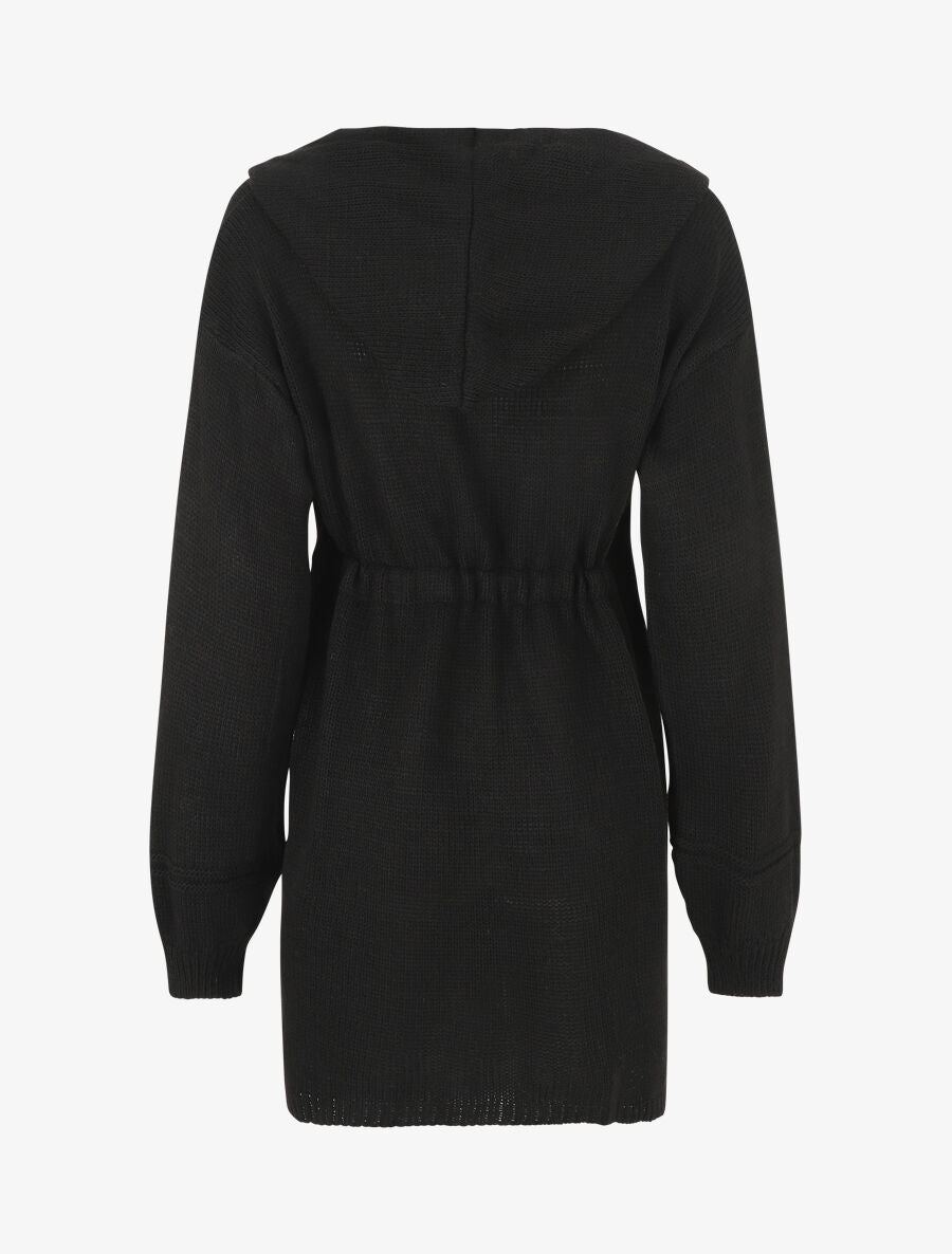 Gilet long à capuche - Noir - 2