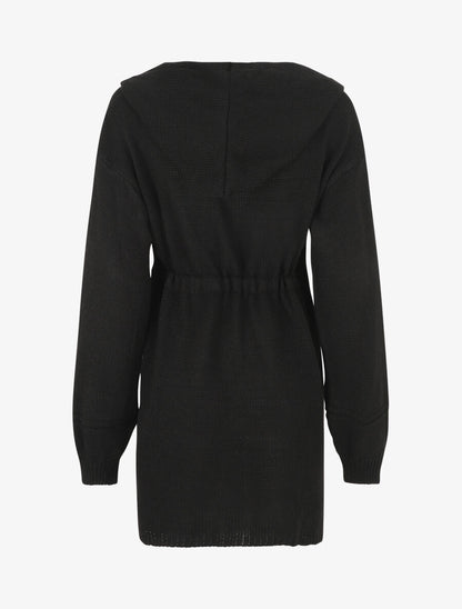 Gilet long à capuche - Noir - 2
