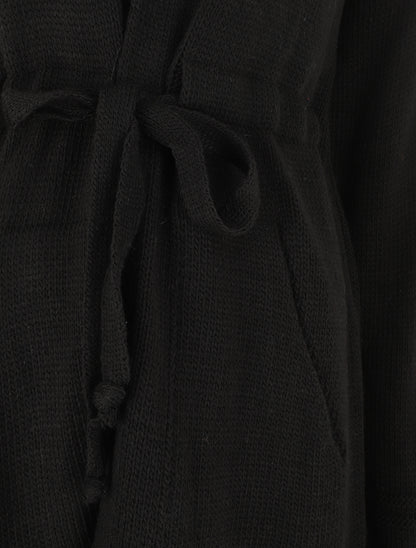 Gilet long à capuche - Noir - 3
