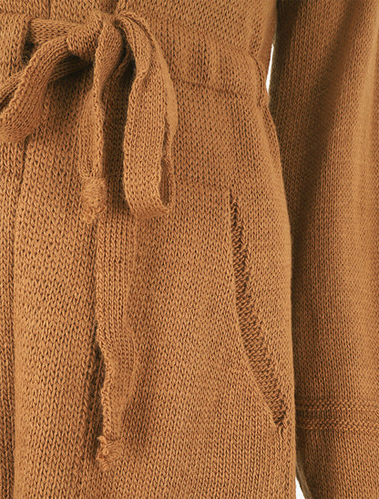Gilet long à capuche - Camel - 3
