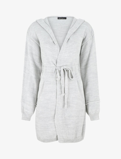 Gilet long à capuche - Gris clair - 1