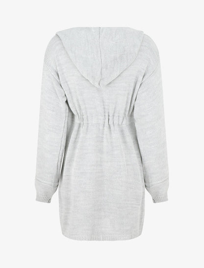 Gilet long à capuche - Gris clair - 2