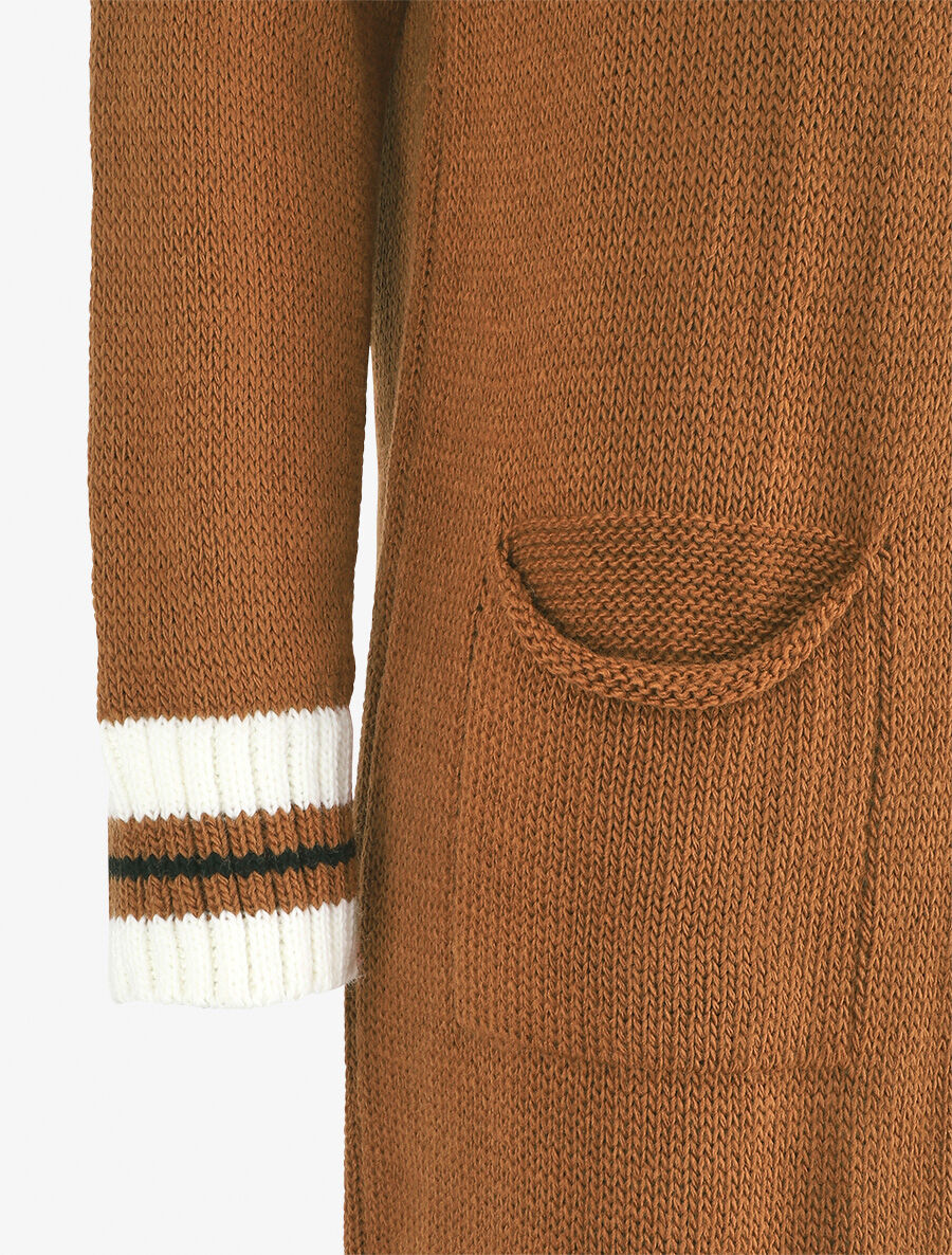 Gilet long coupe droite - Camel - 3