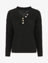 Pull droit uni col V boutonné - Noir - 4
