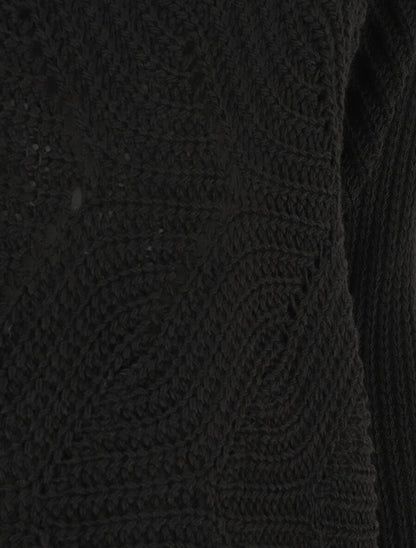 Pull ample uni maille fantaisie - Noir - 3