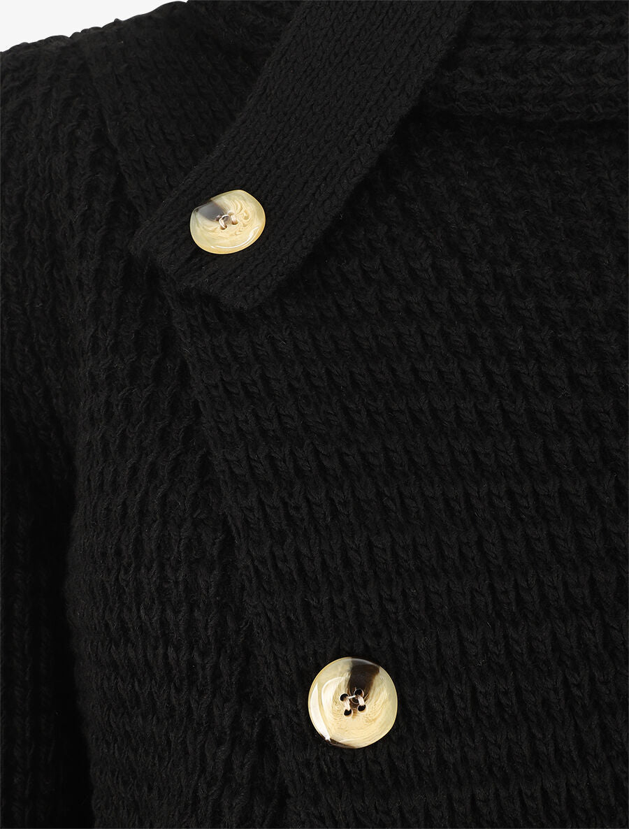 Pull ample croisé à col roulé - Noir - 3