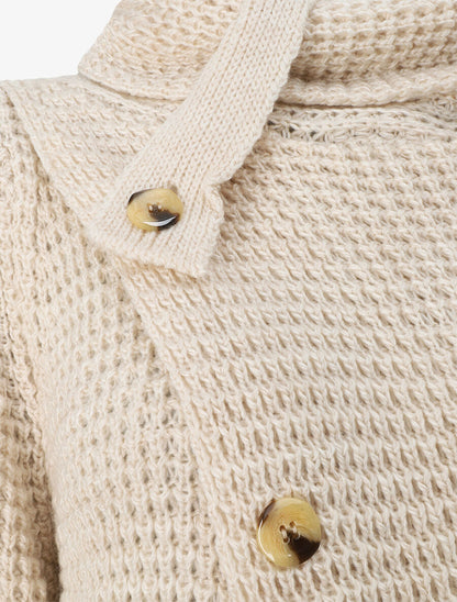 Pull ample croisé à col roulé - Beige - 3