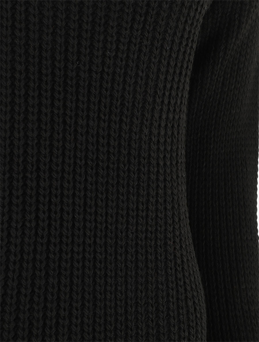 Pull droit col V dos en crochet - Noir - 3