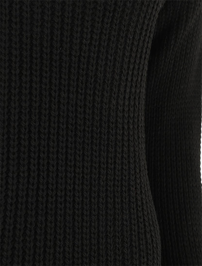 Pull droit col V dos en crochet - Noir - 3