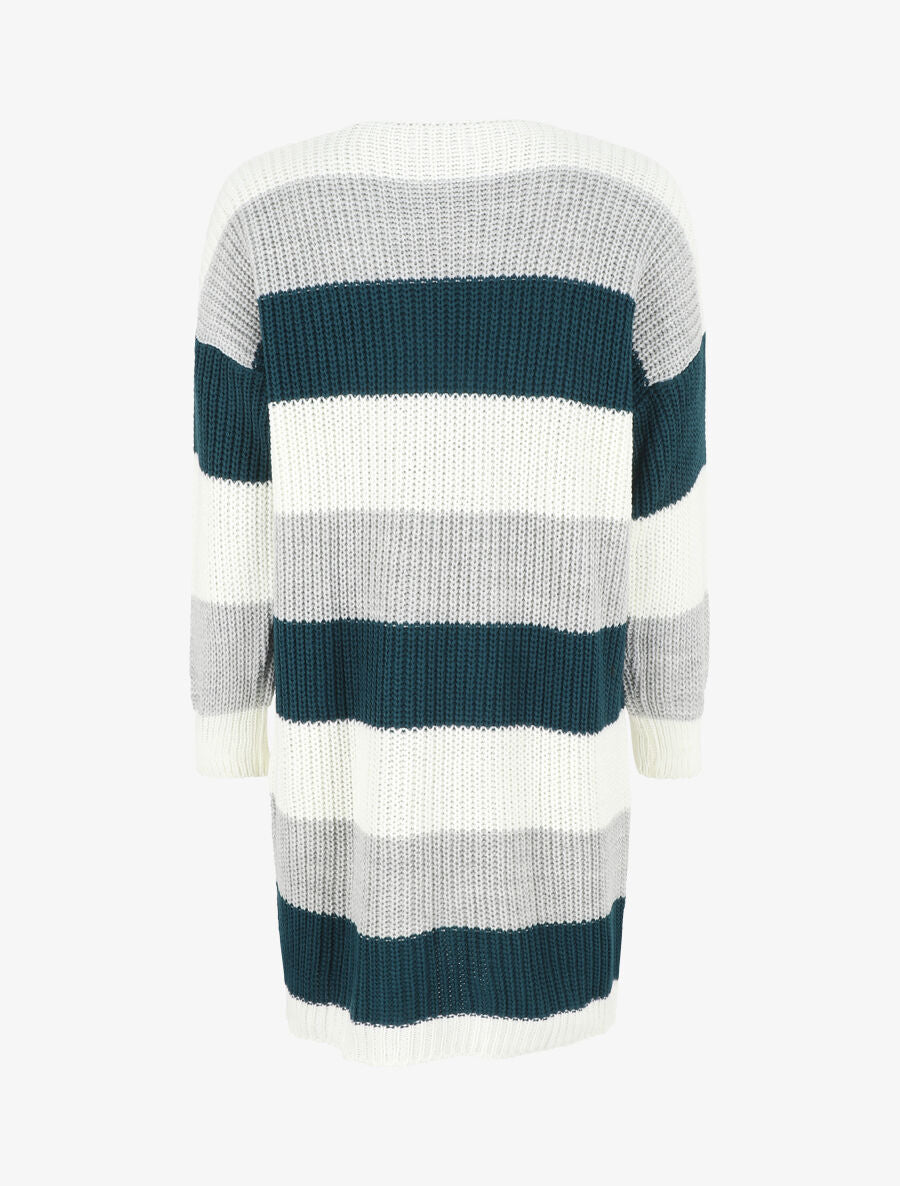 Gilet long rayé - Bleu - 2