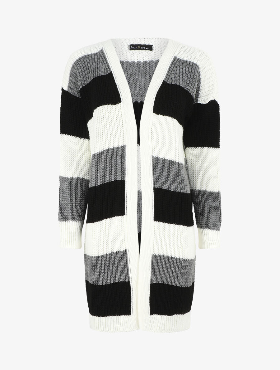 Gilet long rayé - Noir - 4