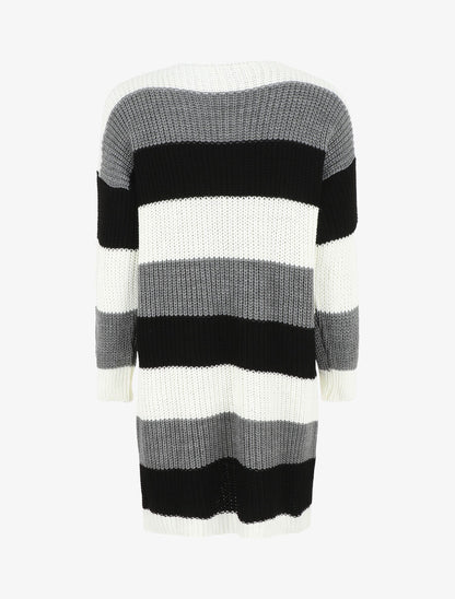 Gilet long rayé - Noir - 2