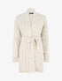 Gilet long uni en maille tressée - Beige - 4