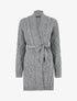 Gilet long uni en maille tressée - Gris - 1