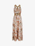 Robe longue coupe patineuse imprimé fleuri à bretelles en simili - Taupe - 5
