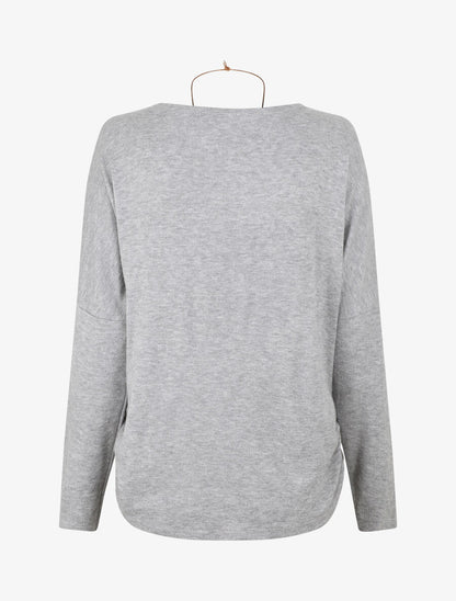 Pull fin à manches chauves-souris - Gris - 2
